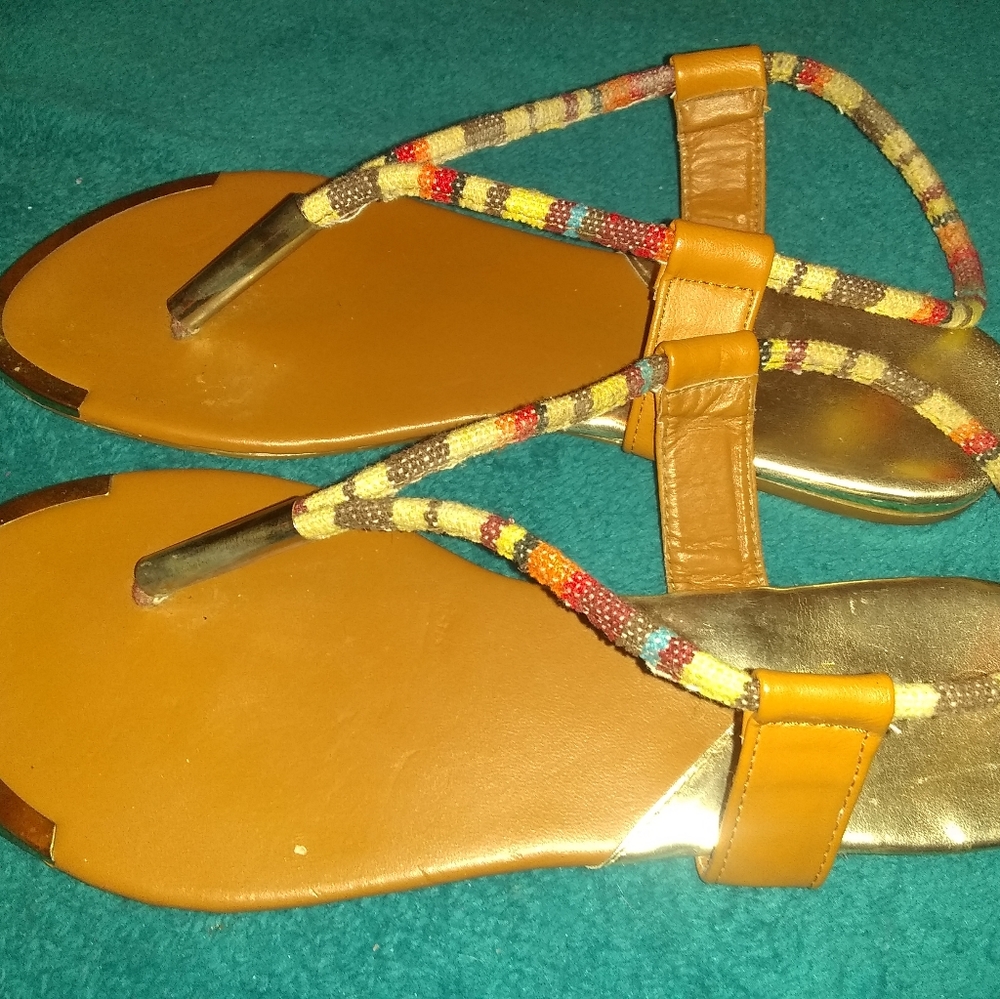 Gold/Khaki Hemp Beach Sandals
